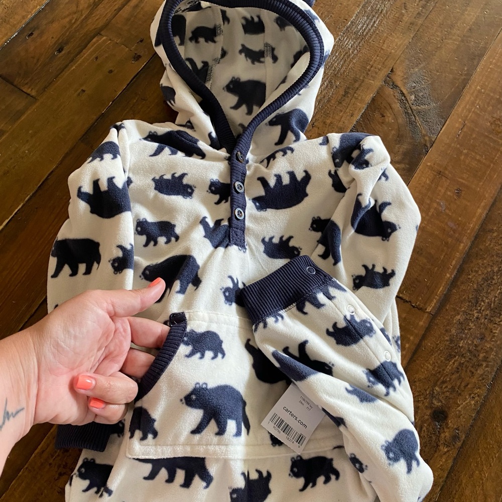 Carter's Navy and White Bear Print Hoodie